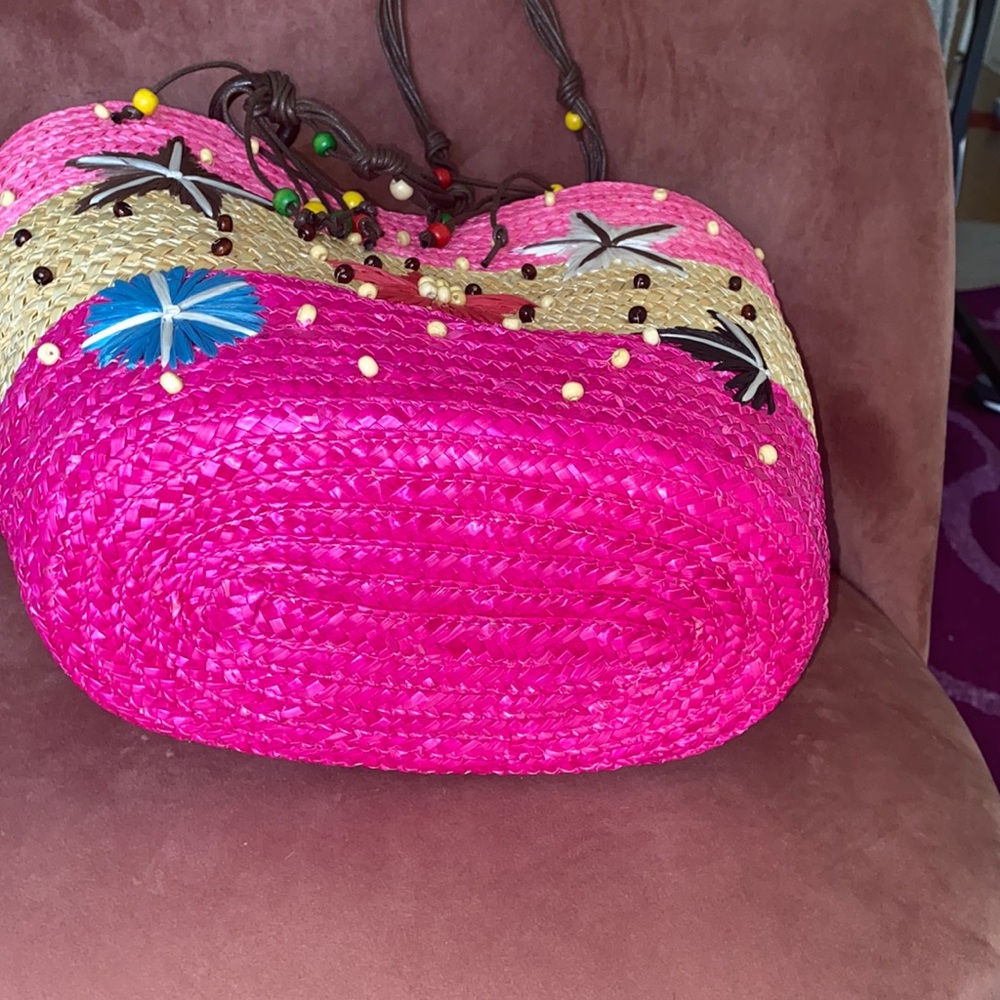 New 

 starfish raffia beach beaded tote pink Mother’s Day gift - Picture 5 of 14